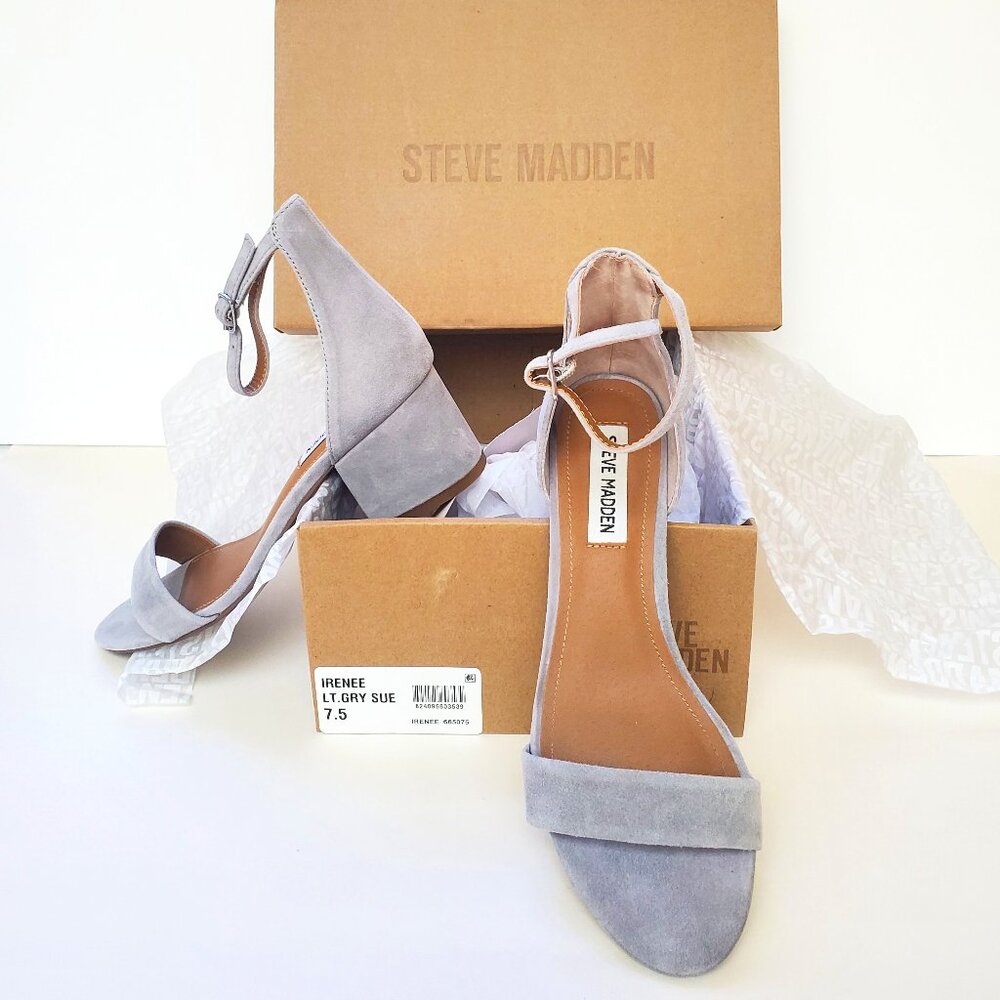 Steve Madden Irenee gray suede block heels - Like New With Box